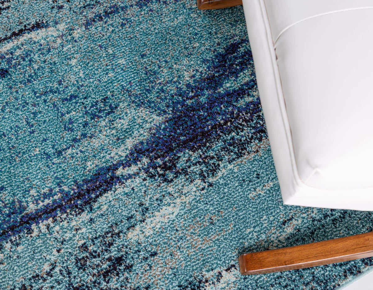 Quadratisch Teppich Barcelona in Blau von Hadorn™ - Lifestyle Image