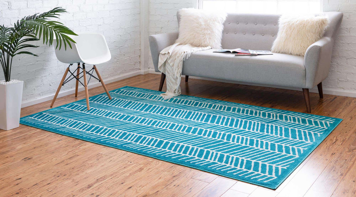 Rechteck Teppich Metropolis in Türkis von Hadorn™ - Lifestyle Image