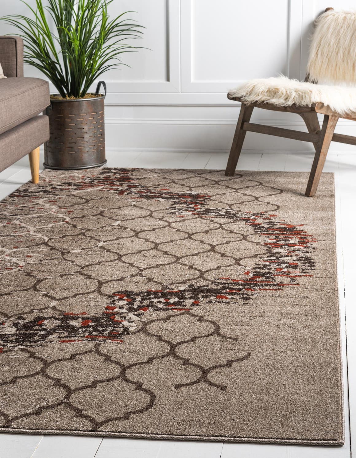 Rechteck Teppich Trellis in Dunkelbeige von Hadorn™ - Lifestyle Image