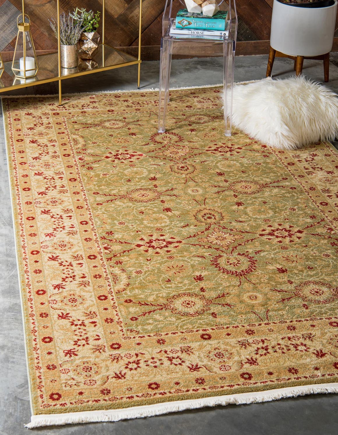 Rechteck Teppich Kensington in Hellgrün von Hadorn™ - Lifestyle Image