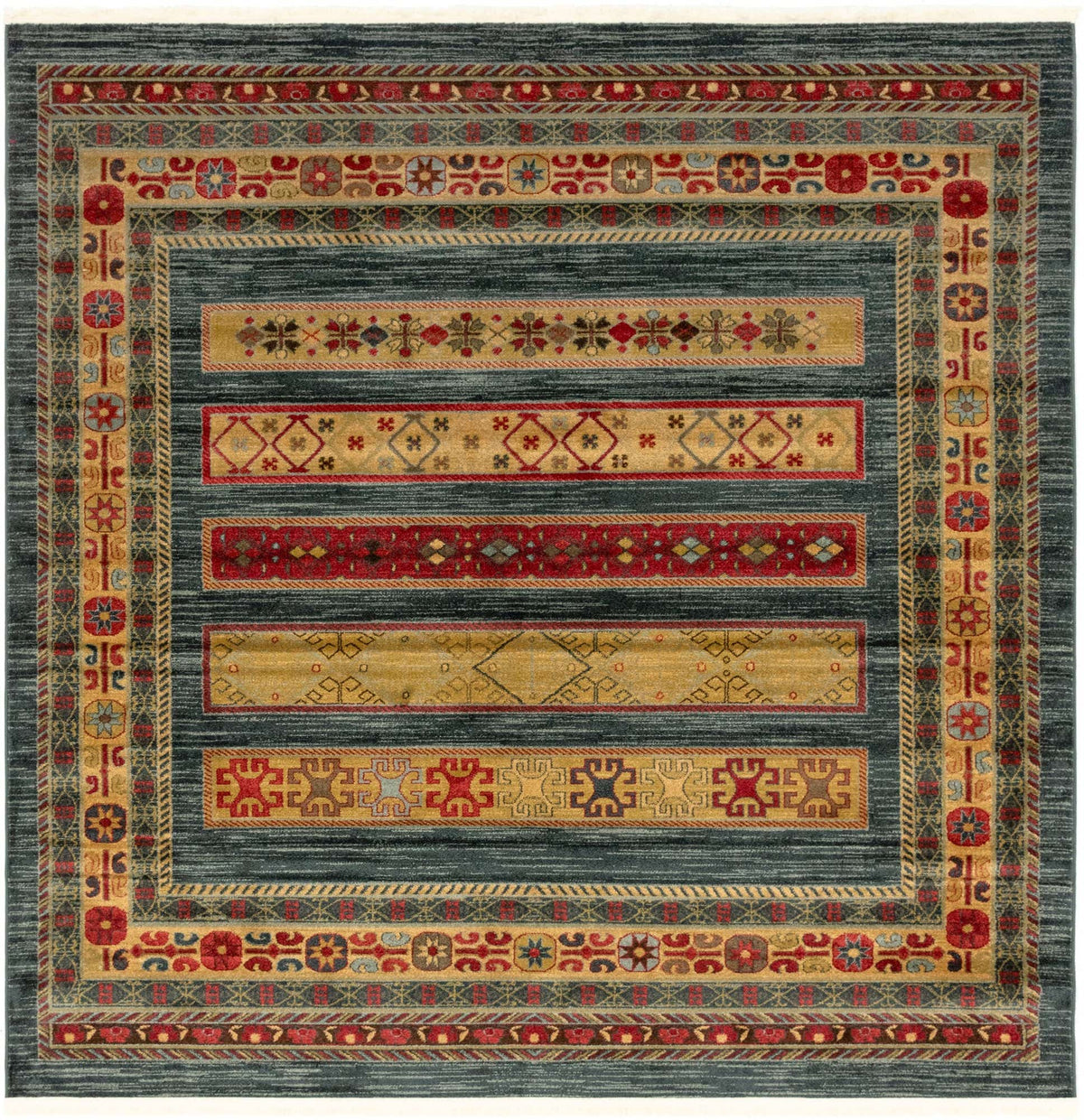 Quadratisch Teppich Kashkuli Gabbeh in Blau von Hadorn™ - Lifestyle Image
