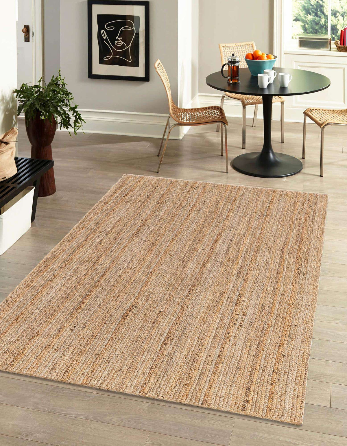 Rechteck Teppich Braided Jute in Natürlich von Hadorn™ - Lifestyle Image