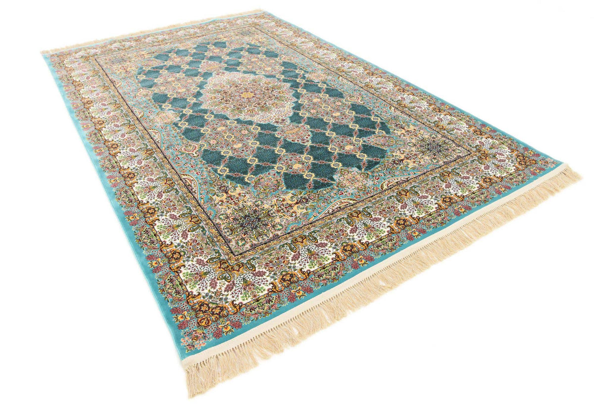 Rechteck Teppich Dynasty in Türkis von Hadorn™ - Lifestyle Image