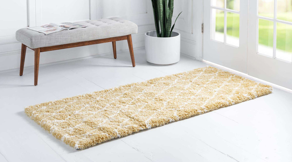 Läufer Hochflorteppich Marrakesh Shag in Gelb von Hadorn™ - Lifestyle Image