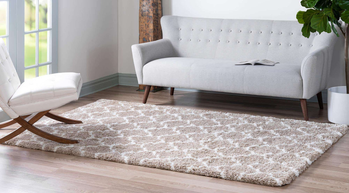 Rechteck Hochflorteppich Marrakesh Shag in Taupe von Hadorn™ - Lifestyle Image