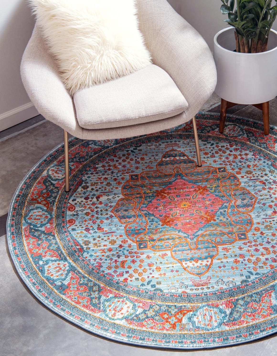 Rund Teppich Havana in Hellblau von Hadorn™ - Lifestyle Image
