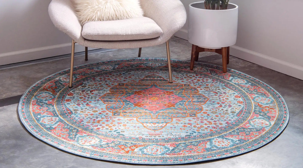Rund Teppich Havana in Hellblau von Hadorn™ - Lifestyle Image
