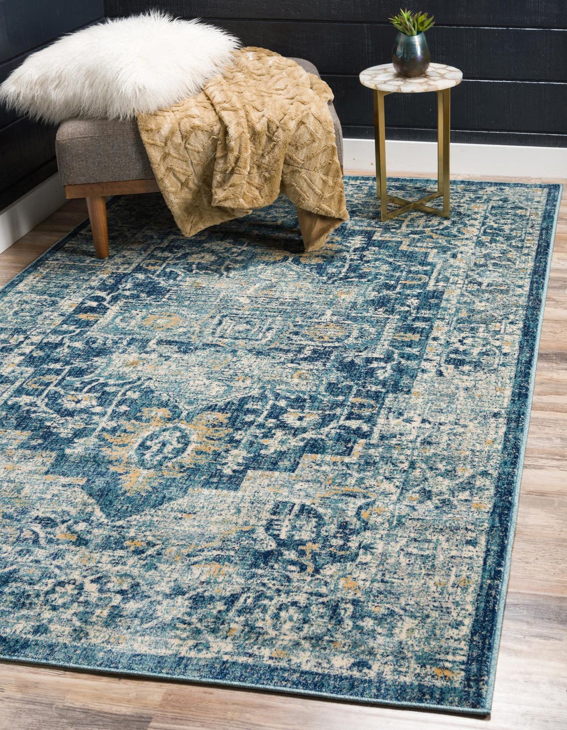 Rechteck Teppich Stockholm in Blau von Hadorn™ - Lifestyle Image
