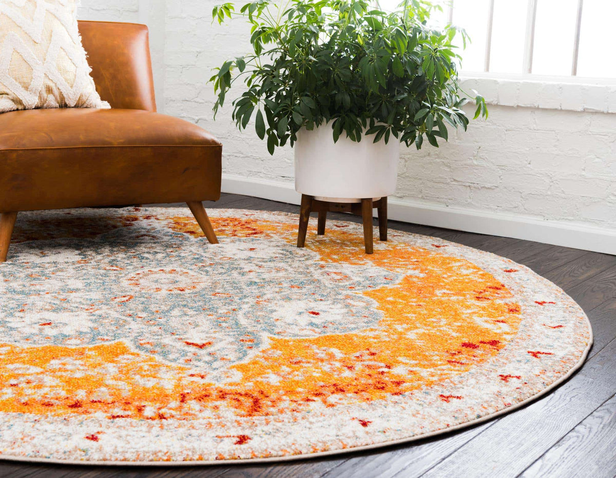 Rund Teppich Venice in Orange von Hadorn™ - Lifestyle Image