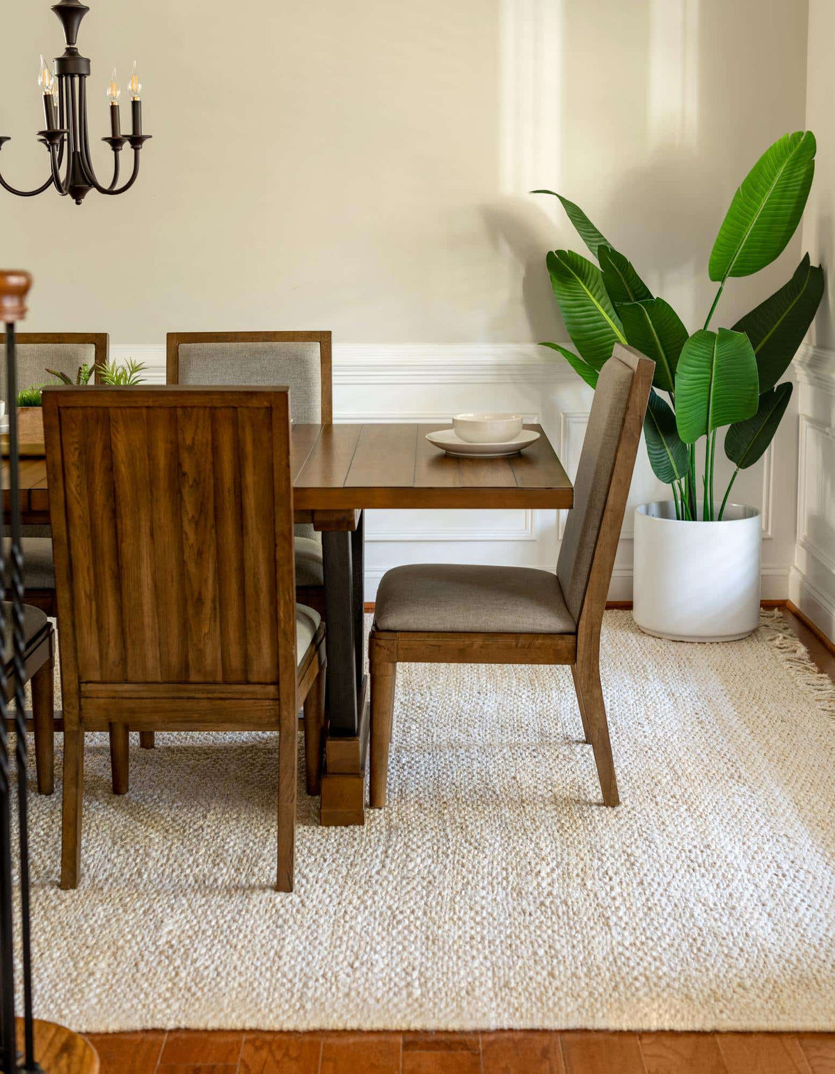 Rechteck Handgeflochten Teppich Chunky Jute in Elfenbein von Hadorn™ - Lifestyle Image