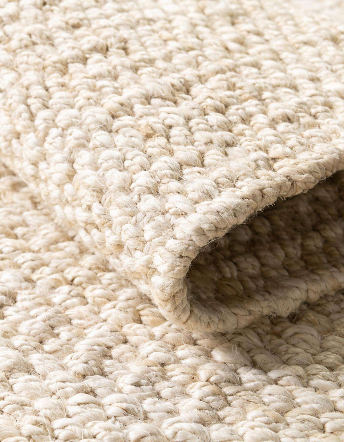Rechteck Handgeflochten Teppich Chunky Jute in Elfenbein von Hadorn™ - Lifestyle Image
