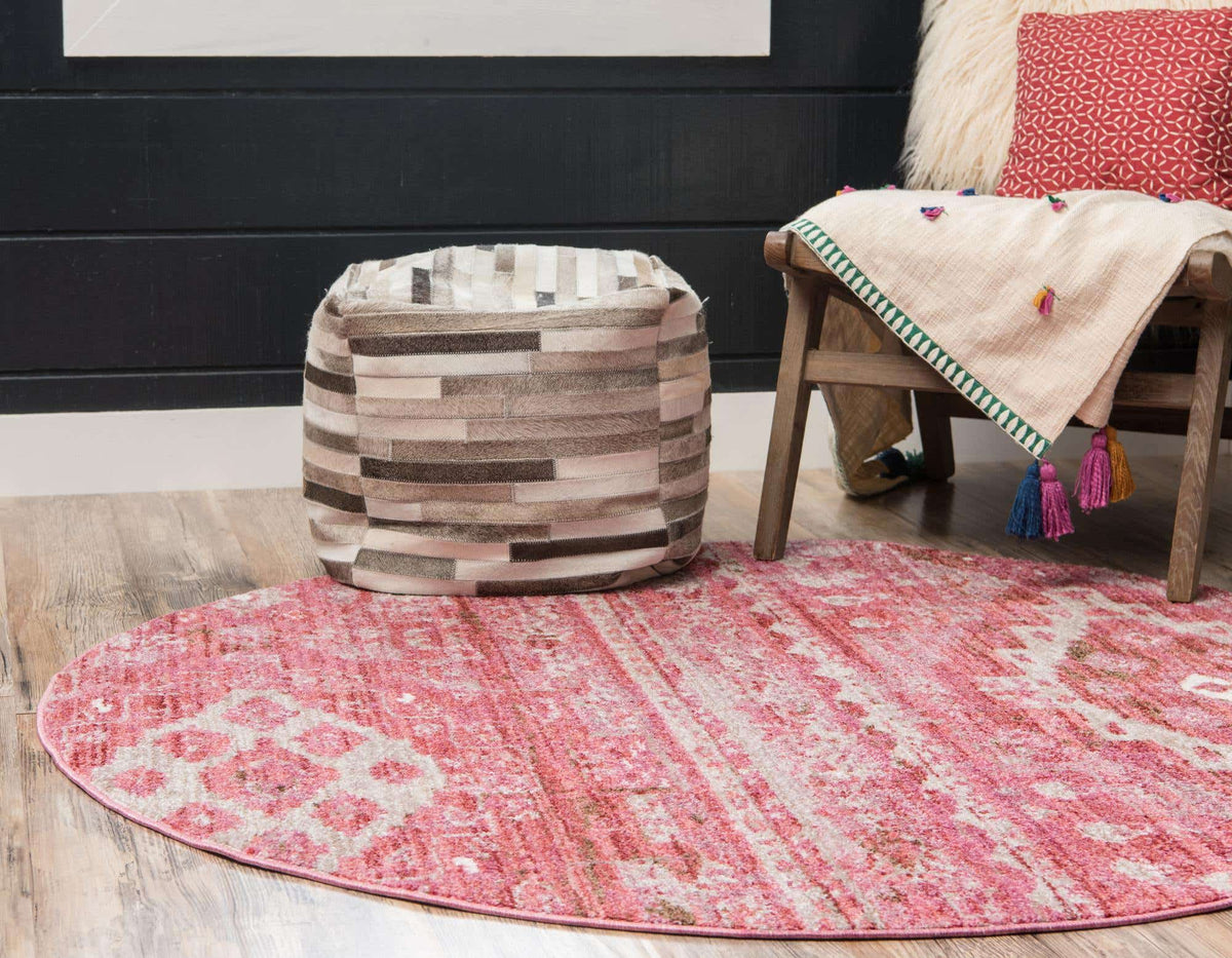 Rund Teppich Madrid in Rosa von Hadorn™ - Lifestyle Image