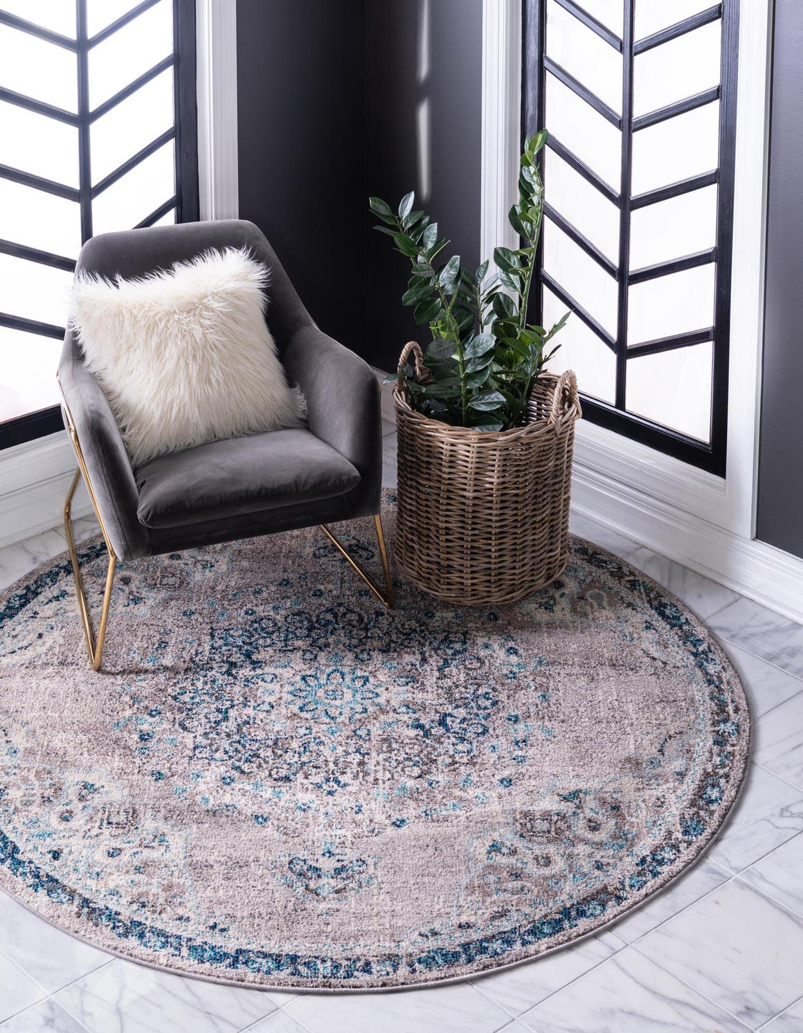 Rund Teppich Carrington in Grau von Hadorn™ - Lifestyle Image