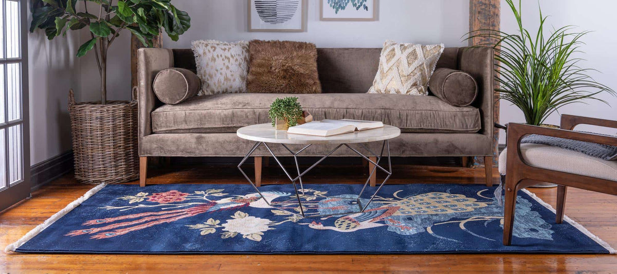 Rechteck Teppich Pao Tou in Blau von Hadorn™ - Lifestyle Image