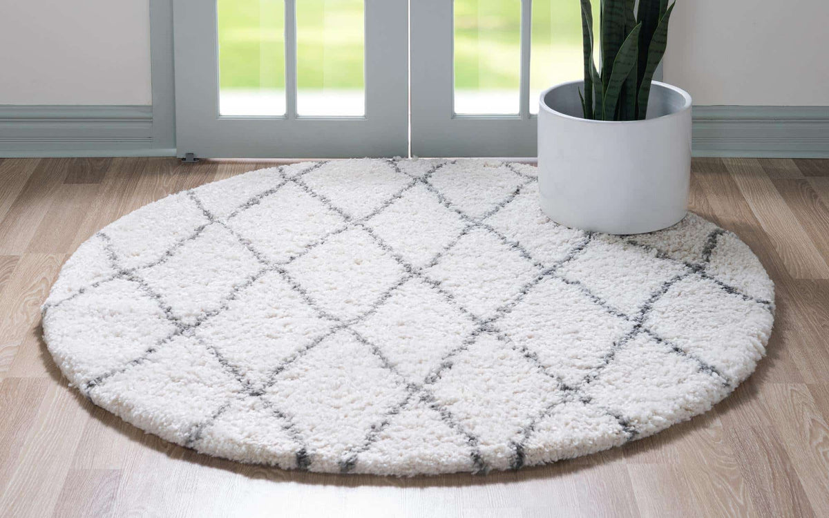 Rund Hochflorteppich Marrakesh Shag in Beige von Hadorn™ - Lifestyle Image