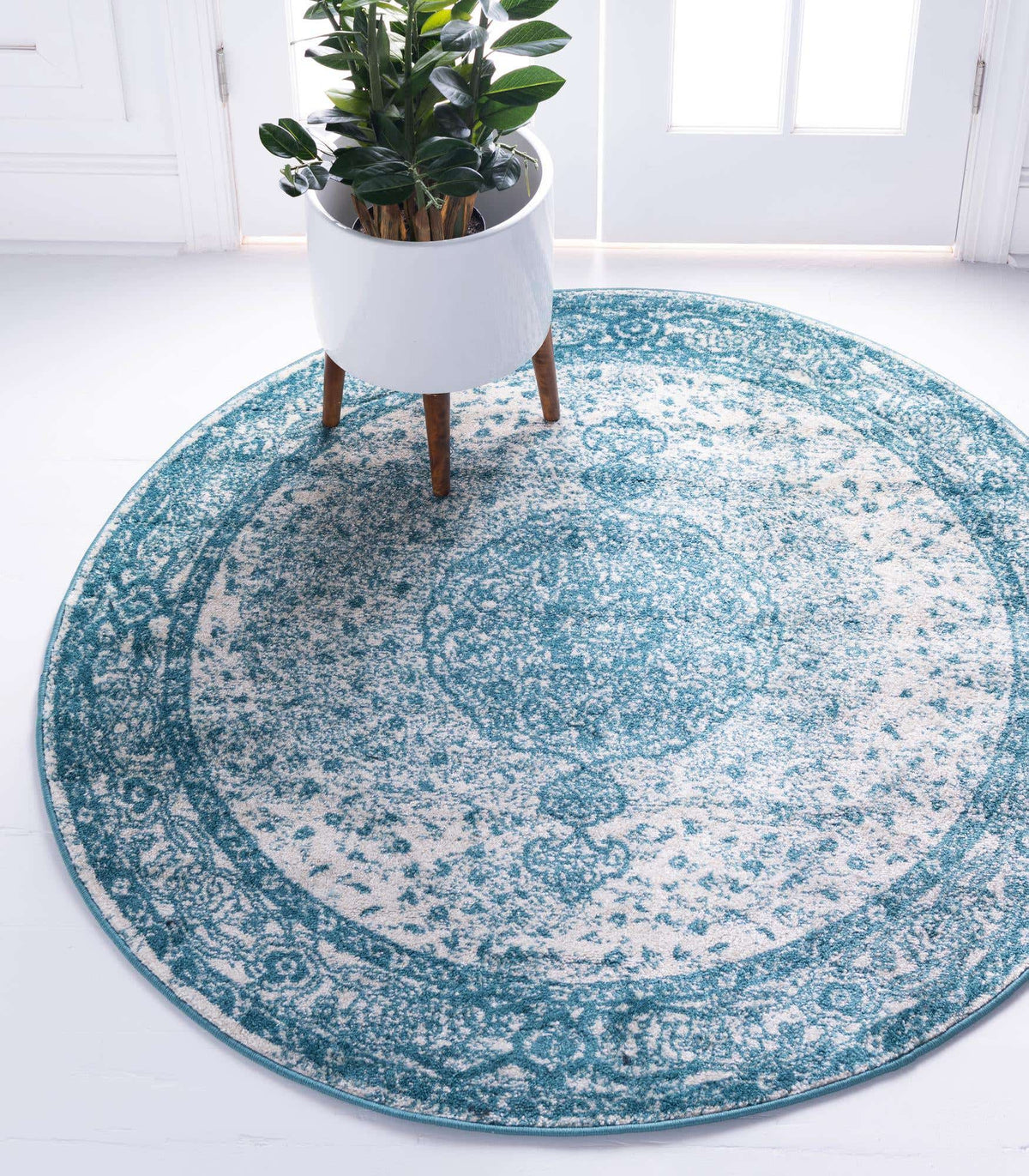 Rund Teppich Bexley in Türkis von Hadorn™ - Lifestyle Image
