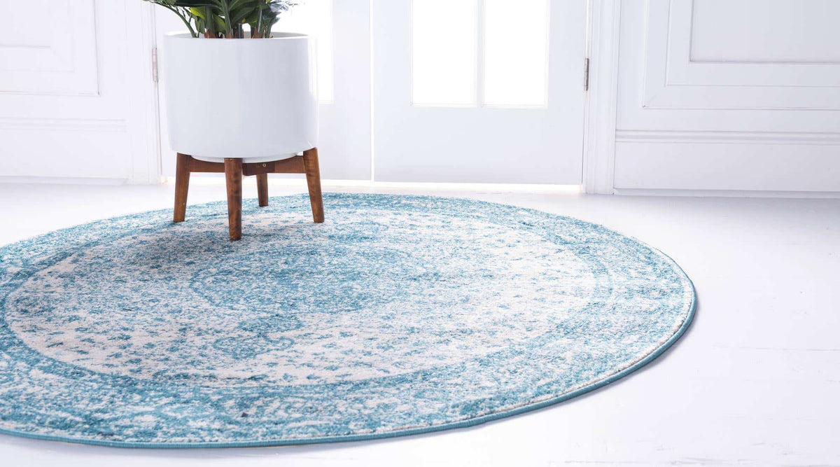 Rund Teppich Bexley in Türkis von Hadorn™ - Lifestyle Image