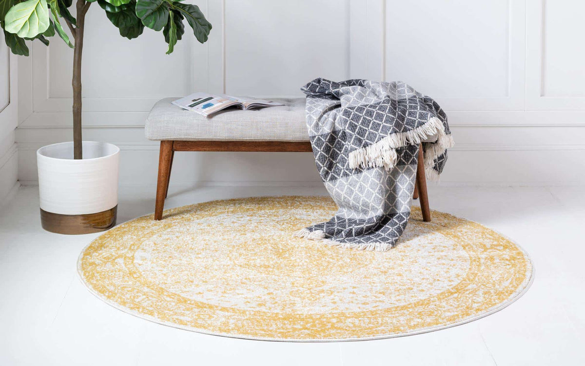 Rund Teppich Bexley in Gelb von Hadorn™ - Lifestyle Image