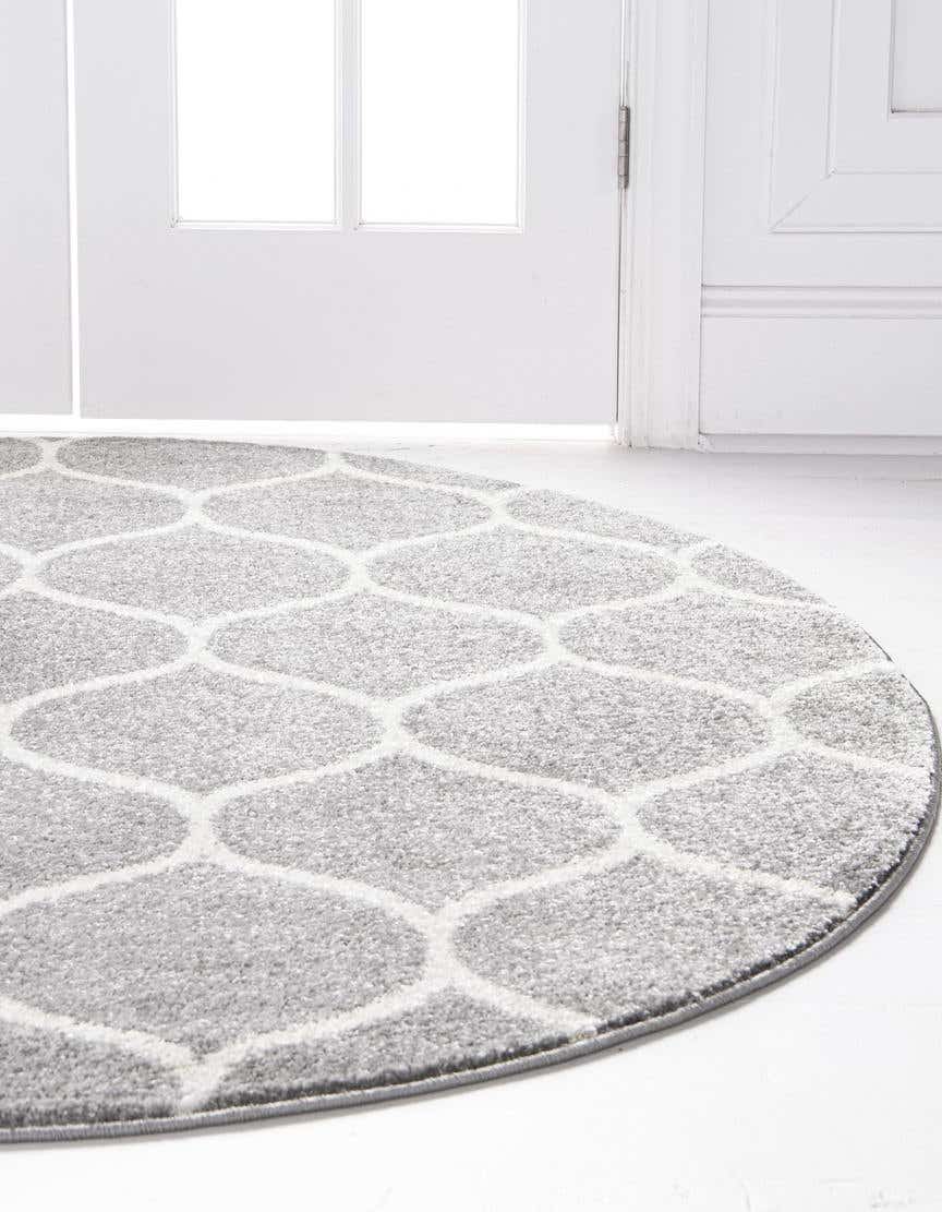 Rund Teppich Trellis Frieze in Hellgrau von Hadorn™ - Lifestyle Image