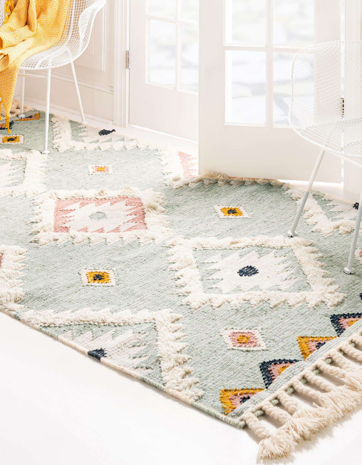 Rechteck Handgeflochten Teppich Arizona in Helles Aqua von Hadorn™ - Lifestyle Image