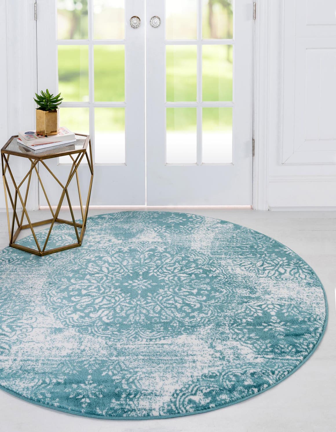 Rund Teppich Monaco in Türkis von Hadorn™ - Lifestyle Image