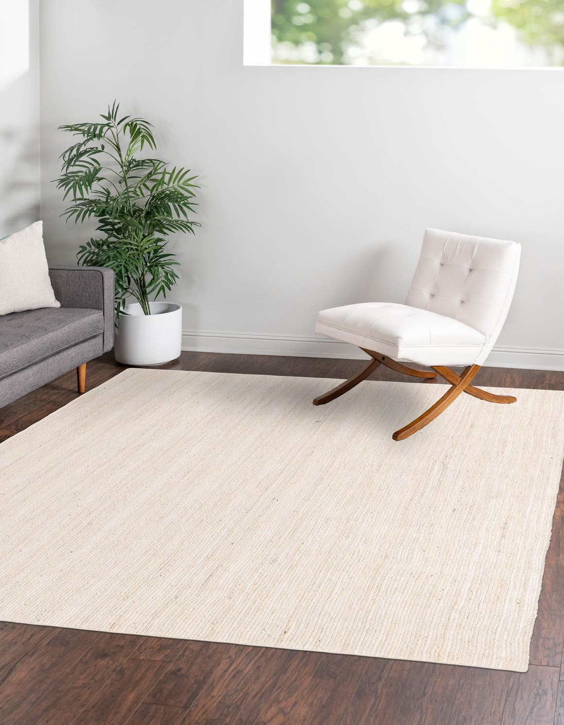 Quadratisch Teppich Braided Jute in Weiss von Hadorn™ - Lifestyle Image