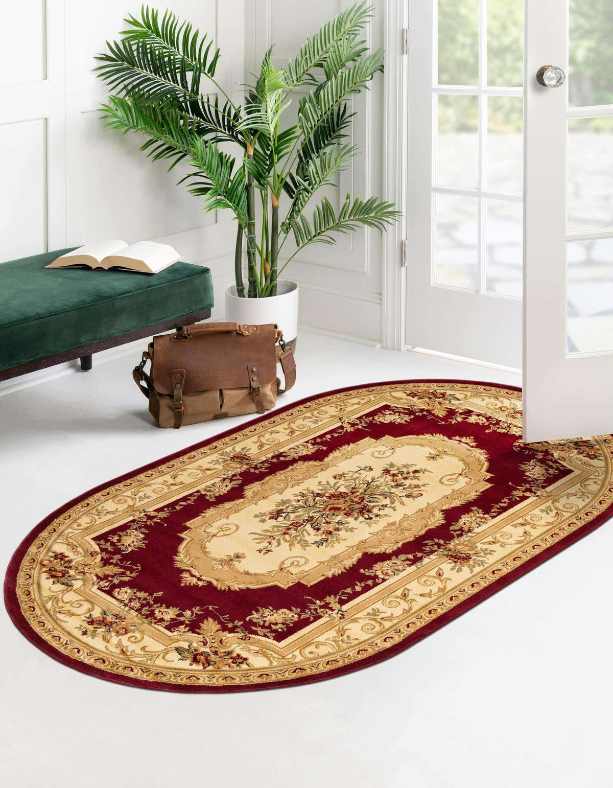 Oval Teppich Classic Aubusson in Rot von Hadorn™ - Lifestyle Image