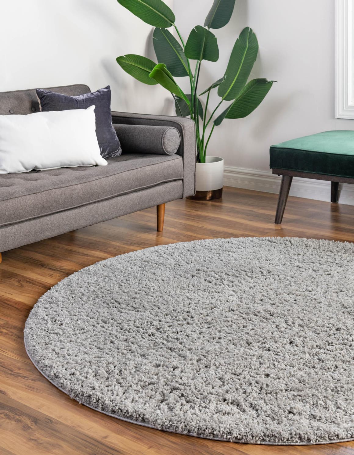 Rund Hochflorteppich Everyday Shag in Hellgrau von Hadorn™ - Lifestyle Image
