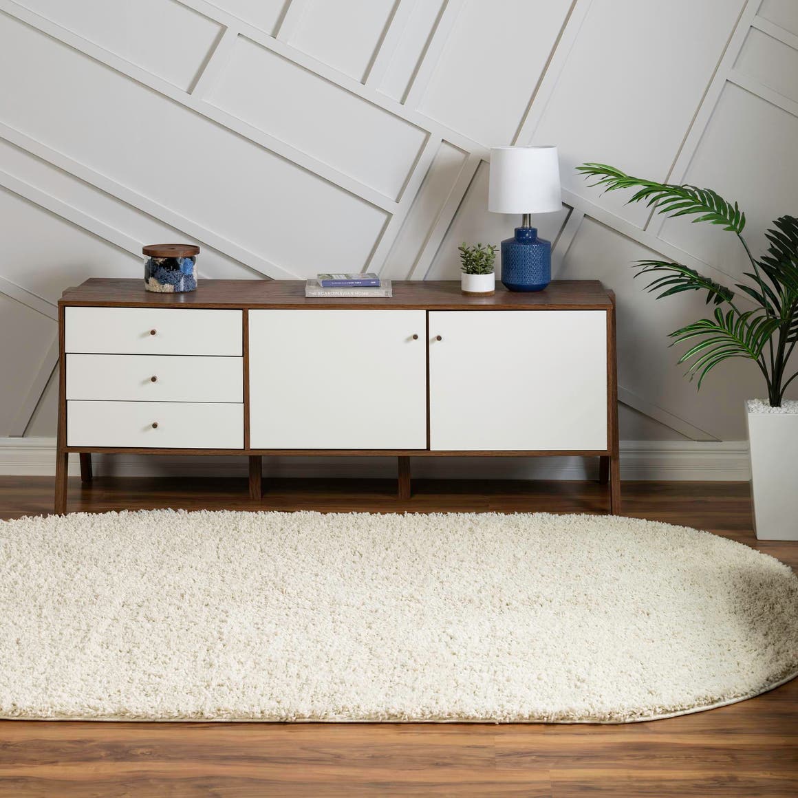 Oval Hochflorteppich Everyday Shag in Elfenbein von Hadorn™ - Lifestyle Image
