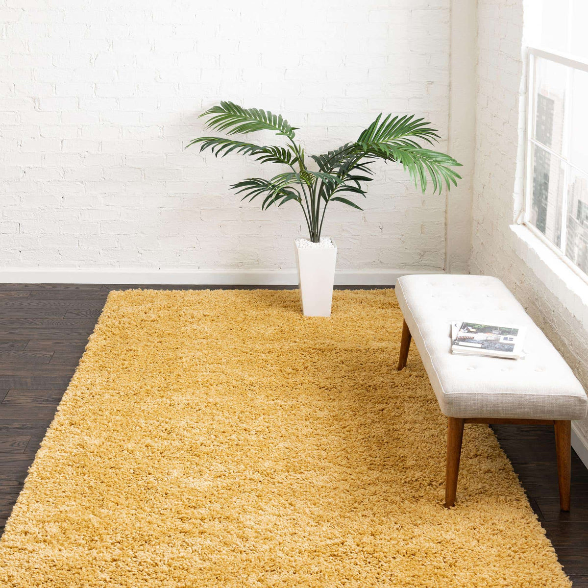 Rechteck Hochflorteppich Everyday Shag in Gelb von Hadorn™ - Lifestyle Image