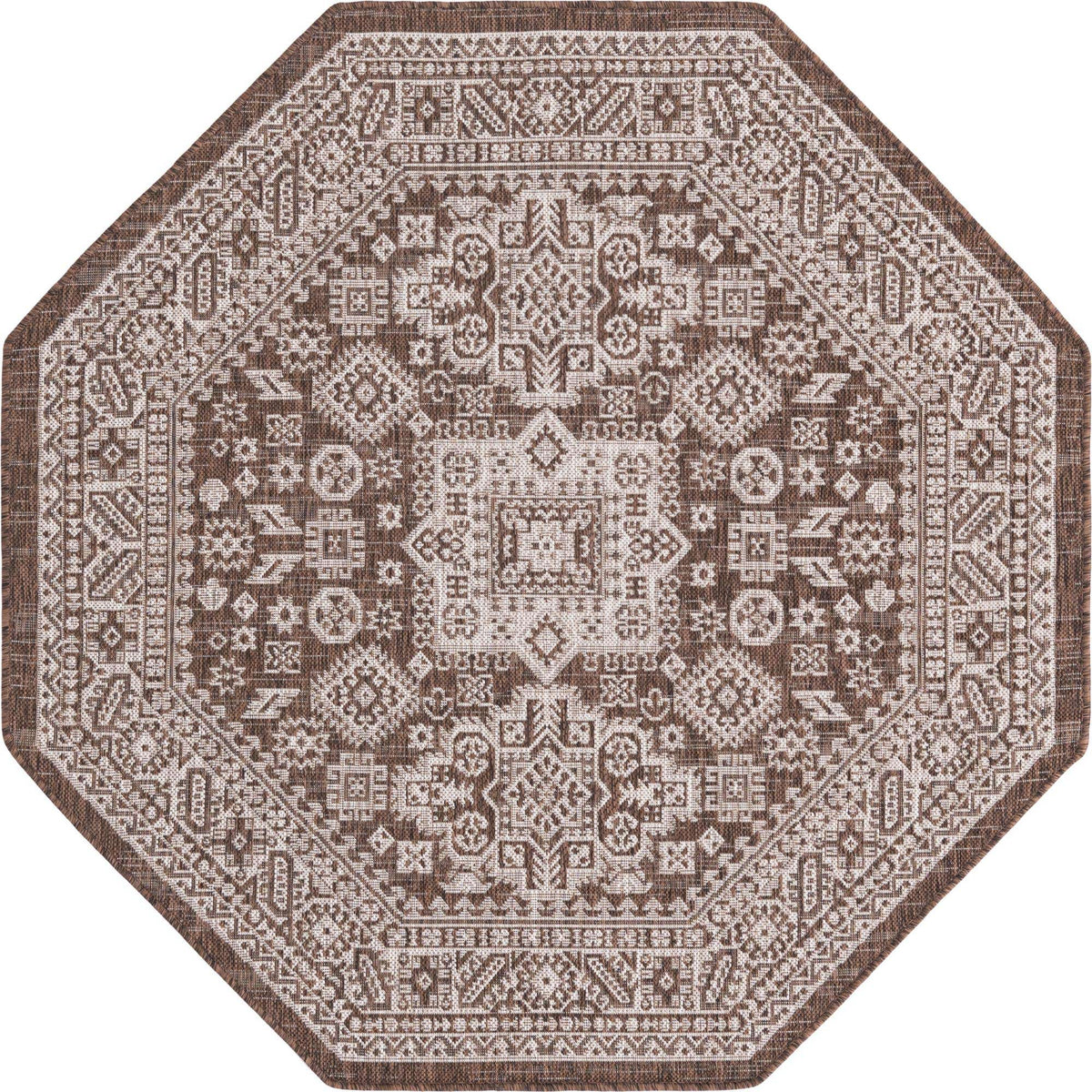 Achteck Outdoor Teppich Outdoor Aztec in Braun von Hadorn™ - Lifestyle Image