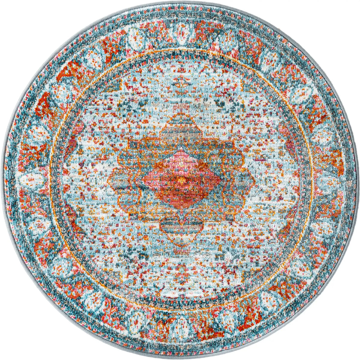 Rund Teppich Havana in Hellblau von Hadorn™ - Lifestyle Image