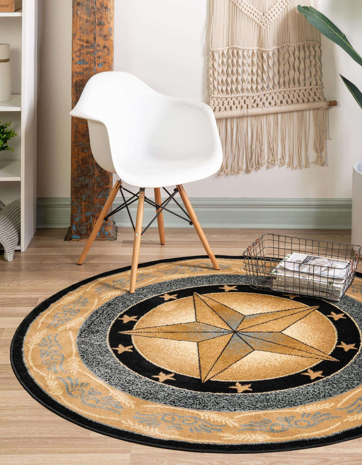 Rund Teppich Pioneer in Blau von Hadorn™ - Lifestyle Image