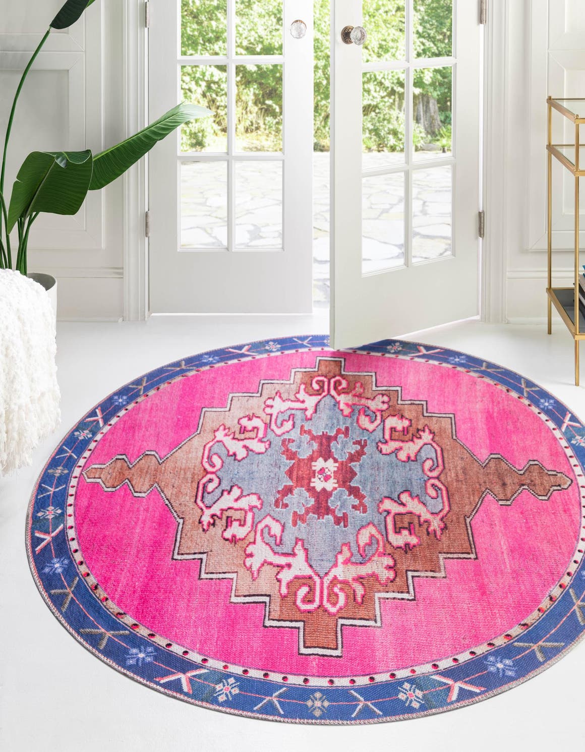 Rund Teppich Timeless in Fuchsie von Hadorn™ - Lifestyle Image