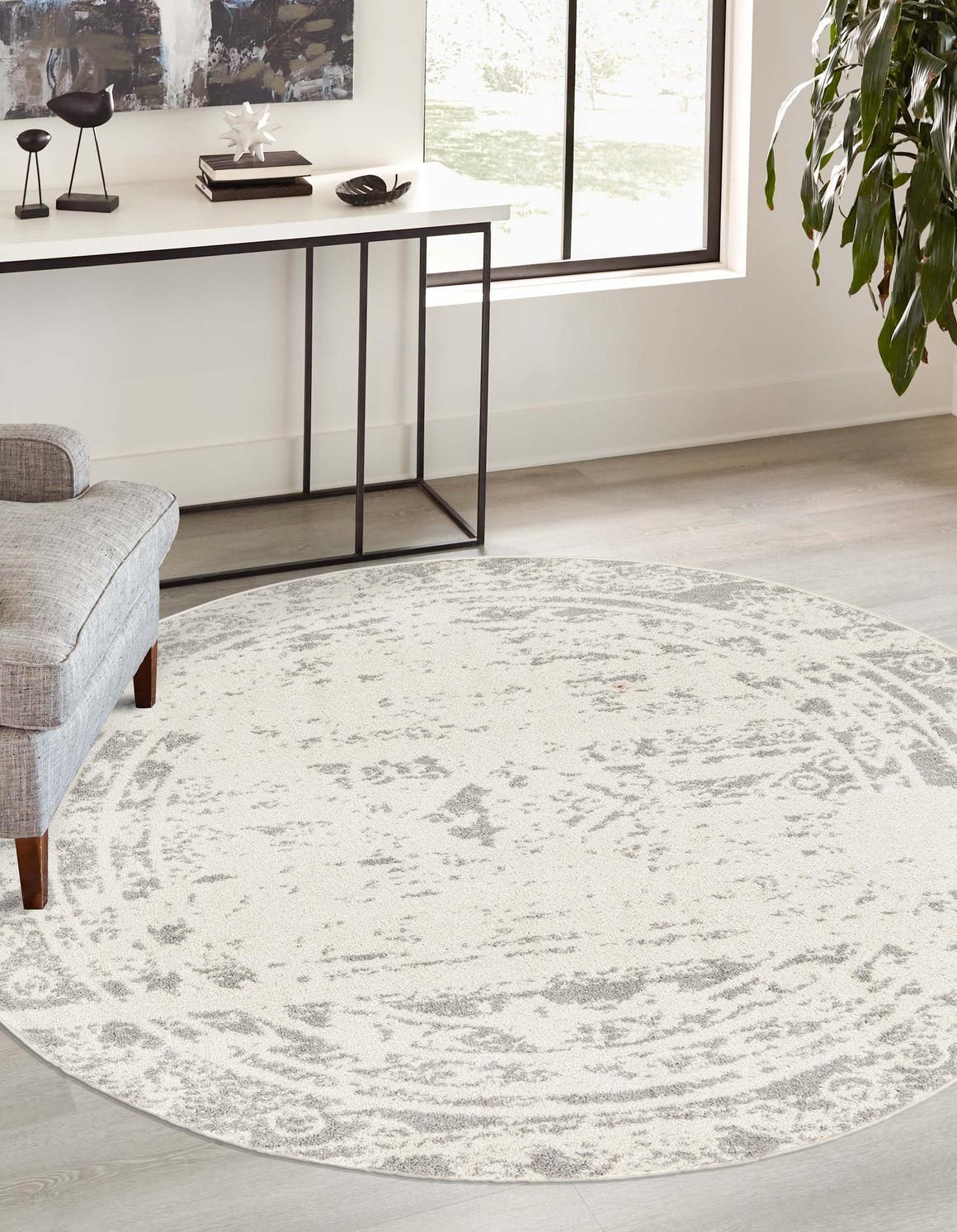 Rund Teppich Lennon in Elfenbein und Grau von Hadorn™ - Lifestyle Image