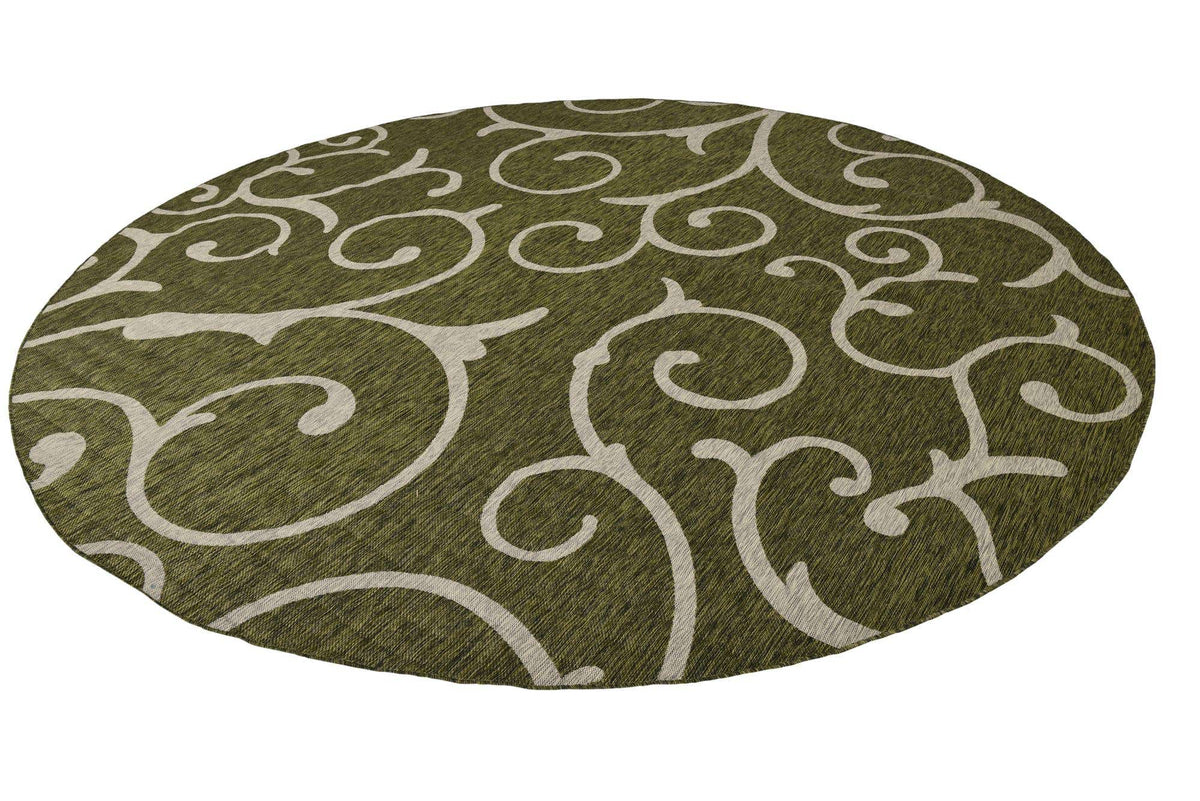 Rund Outdoor Teppich Outdoor Botanical in Grün von Hadorn™ - Lifestyle Image