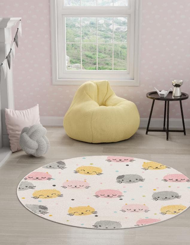 Rund Teppich Whimsy Kids in Elfenbein von Hadorn™ - Lifestyle Image